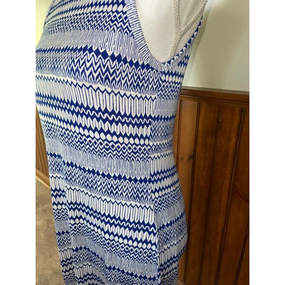 Womens Banana Republic Blue White Abstract Geometric Sleeveless Stretchy Dress S - Picture 3 of 9